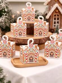 8pcs Christmas Happy Paper Gift Boxes, Gingerbread House & Christmas Reindeer Pattern Mini Gift Boxes, Christmas Candy Boxes, Christmas Party Table Decor, Cookie & Candy Boxes, Christmas Candy Gift Packaging Boxes, Christmas Eve Party Gift Packaging Supplies, Christmas Home Decor, Room Decor, Small Candy Boxes, Christmas Gifts, 2026 New Year Decor, Christmas Decor - Christmas Gingerbread Man - View 3
