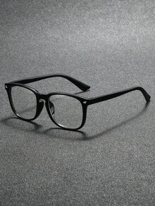 1 Pair Geometric Frame Men's Modern Minimalist Style Elegant Transparent Glasses, Suitable For Back To School, Office, Reading, Daily Wear - Clear - View 7