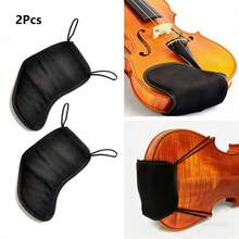 2Pcs Violin Chin Rest Pads, Violin Chin Rest Covers, Protective Covers, Suitable For 3/4 4/4 1/2 Violin Accessories - Black - View 1
