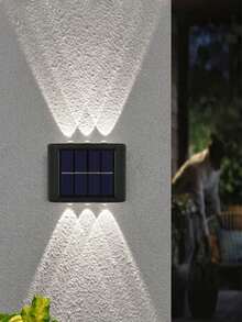 2/1 pièce Lampe murale solaire, Lampe de terrasse extérieure 6 LED, Lampe murale, Convient pour la cour, la rue, la clôture, le garage, le jardin, Décoration parfaite - Noir - Voir 11