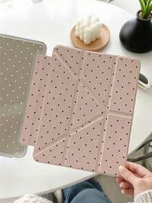 Polka Dot transparente Rückseite Mehrwinkel faltbare Schutzhülle, stoßfeste Tablet Schutzhülle, mit Stiftschlitz, leichter Alltagsstil - Verschiedenfarbig - Übersicht 4