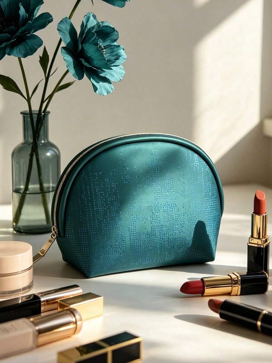 Helena Rubinstein Luxury Minimalist Textured Skincare Storage Bag, High-End Fashion Makeup Bag, Suitable For Luxury Gift Set, Personal Collection HELENA-GIFT-6 - Teal Blue - View 1