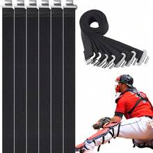 6/12pcs Shin Guard Replacement Straps, 12.59 Inch (Approx. 32.0 Cm) Baseball Softball Catcher Equipment Straps, Adjustable Softball Catcher Shin Guard Straps With Metal Clips, Replacement Straps, Baseball Catcher Equipment Straps, Leg Guards, Unisex - Black - View 2