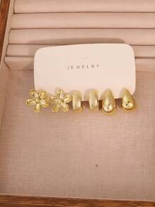 6-18 Stücke Gold Mode Damen Ohrringe Set, stilvoll und elegant, geeignet für den täglichen Gebrauch, Versammlungen und Partys - Gold - Übersicht 10