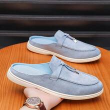 Men's Casual Shoes Suede Loafers Classic British Style Lightweight Soft Flat Shoes - Baby Blue - View 9