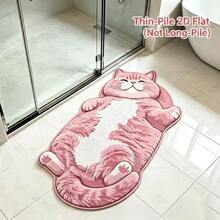 Una alfombra con forma de gato durmiente rosa y blanca, alfombra decorativa, decoración de dormitorio, alfombra, decoración del hogar, alfombra de sala de estar, alfombra de sala de estar pequeña, alfombra de dormitorio, decoración del hogar de sala de estar, alfombra de exterior, alfombra lavable. - Multicolor H - Ver 4