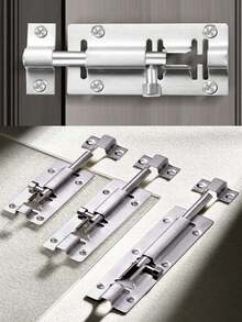 1 buah Kunci Baut Pintu Stainless Steel, Kunci Geser Persegi 1,2/3/4/6 Inci, Kunci Silinder Pemasangan Permukaan, Cocok Untuk Lemari, Kamar Mandi, dan Ruangan Serbaguna - Pin persegi - View 1