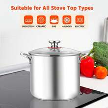 TAIMASI 12-Quart Stock Pot, 18/10 Stainless Steel Stockpot With Lid For Cooking Simmering Soup Stew, Heavy Duty Cookware Works W/Induction, Non-To-Xic & Corrosion Resistant, Dishwasher Safely Christmas Thanksgiving Home Kitchen Cooking Cookware Supplies - View 5