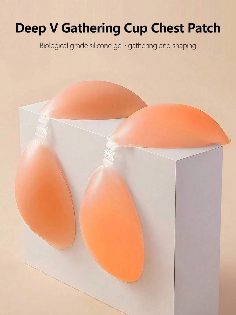 Small Bust Enlarge Bra Breast Lift Tape, Silicone Backless Strapless Push Up Bra Invisible Nipple Cover Boob Pads For Dress, Lingerie, Wedding Gown - Multicolor - View 1