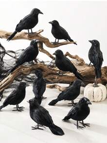 Halloween Black Crow Decor: 5ft Realistic Feather Crow Statue, Perfect For Witch Theme Decor, Haunted House, Halloween Party And Spooky Home And Garden Decoration - Multicolor - View 2