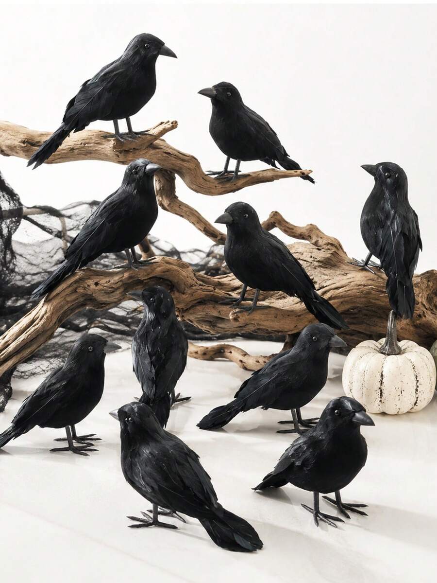 Halloween Black Crow Decor: 5ft Realistic Feather Crow Statue, Perfect For Witch Theme Decor, Haunted House, Halloween Party And Spooky Home And Garden Decoration