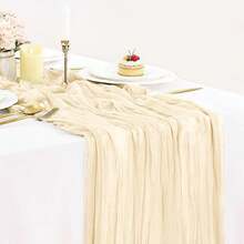 1pc/6pcs 35*71/118/157 Inch Beige Cheesecloth Table Runner And Napkins, Wavy Edge Transparent Country Style Table Runner. Suitable For Wedding Decor Arch, Garden Arch, Bridal Shower, Wedding, Holiday, Valentine's Day, Vacation, Birthday Party - Beige - View 4