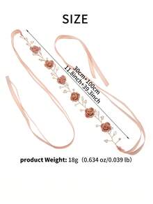 Diadema elegante de mujer con enredadera floral de rosas, perlas y cristales, lazo de cinta, accesorios para el cabello de novia y boda para fiesta, accesorios de dama de honor con cinta - Multicolor - Ver 5