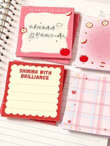 400/200/50pcs Pink Apple Series Sticky Notes, Tearable Non-Adhesive Memo Paper, Cute Girly Memo Notepad, Simple Grid Line Inner Page Square Sticky Notes, Suitable For Student Classroom Notes, Planner Decoration, Office Memo, Study Tracking, Daily Messages, School Supplies, Back To School, Soft And Fluffy, Office Desk Accessories, School, School Essential Supplies - one-size - View 6