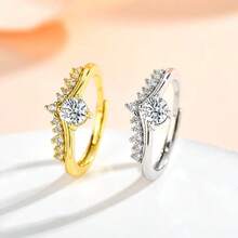1 pieza Anillo versátil de diseño de nicho, anillo de trébol abierto hueco de alta gama - anillo de corona - Ver 1