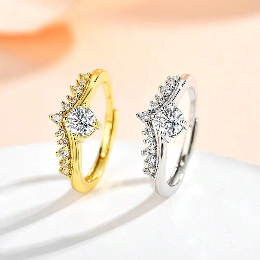1 pieza Anillo versátil de diseño de nicho, anillo de trébol abierto hueco de alta gama - anillo de corona - Ver 1