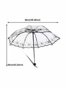 8-Rib Lotus Leaf Edge Black And White Printed Transparent Tri-Fold Umbrella 1pc - Umbrella - View 3