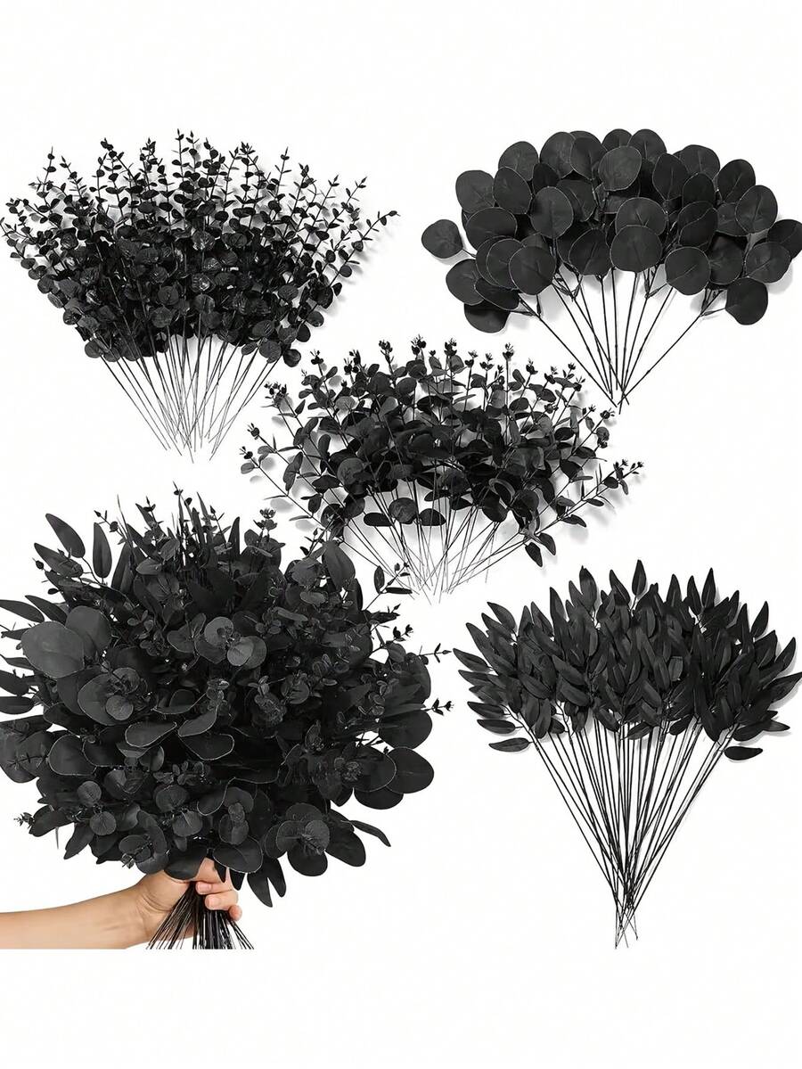 40pcs Artificial Mixed Eucalyptus Stems And Leaves, 4 Types Of Faux Silver Dollar Eucalyptus Leaf Sprays, Artificial Green Stems For DIY, Bouquets, Floral Arrangements, Home Decor