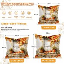 4 Stück Landhausstil Herbstthema Muster Kissenbezüge ohne Füllung, einseitig bedruckte Kissenbezüge, geeignet für Wohnzimmer, Schlafzimmer, Heimdekoration, Ganzjahres-Kissenbezüge - Verschiedenfarbig - Übersicht 3
