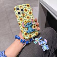 Disney Has Authorized, Phone Case - Chain Set, The Stitch Lilo & Stitch 3D Phone Case Plus A Silicone 3D Stitch Bracelet With Metallic Ring Removable Bracelet, Stitch And Angel Pattern, Compatible With Iphone17/16/15/14/13/12/38/XS/XR/X Plus Pro Max, A Stylish Cartoon Phone Case, The Perfect Gift Choice, Phone Protection, Durable Phone Cover, Great Gift For Friends And Family. - 白色 - 查看 2
