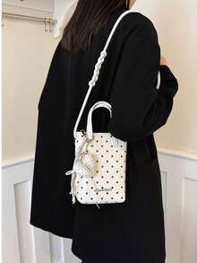 1pc Korean Style Fashion Casual Sweet Polka Dot Lightweight Large Capacity Handbag Crossbody Phone Bag Coin Purse For Women Daily Shopping Commuting Party Holiday Gift - Multicolor - View 10