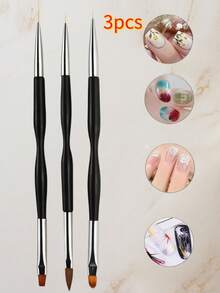 3 Peças Conjunto de Pintura de Arte de Unhas, Pincel de Pintura de Design de Precisão de Duas Pontas, Conjunto de Ferramentas de Caneta Delineadora de Decoração de Arte de Unhas de Metil Acrílico Inodoro - Multicolorido - Visão 10