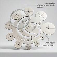 1PC Stainless Steel Radius Gauge, 11-In-1 Multi-Functional Circular Template Ruler, Center Arc Finding Tool, 8-24mm Woodworking, Leather Processing, Model Making, Jewelry Making, Tattoo Round Corner Ruler,Woodworking Tools,Flooring,Art Supplies - A - View 5