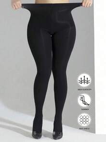 2/3pcs Women's 80D Plus Size Tights, Comfortable Non-Constricting, Versatile Base Layer For Autumn/Winter - Black - View 4