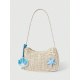 Bolso de hombro beige concha azul