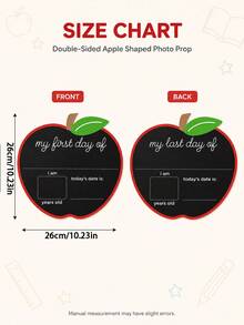 Letrero de manzana de doble cara para el primer y último día de la escuela, pizarra de cartón reutilizable para fotos, tablero de hitos de regreso a la escuela, decoración de aula, accesorio para fotos del primer día de la escuela - Tablero de eslóganes con forma de manzana para la temporada de regreso a clases - Ver 3