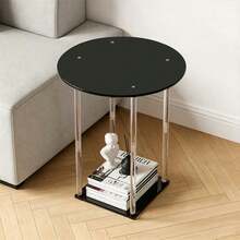 Acrylic Small Round/Rectangular/Curved Side Table, Transparent Coffee Table For Small Spaces, Suitable For Living Room And Sofa, Easy To Assemble, Modern Design - Acrylic - View 16