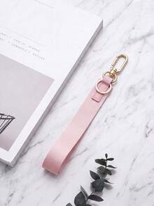 1pc Wrist Strap Keychain With Keyring, Cute Wristlet Key Chain For Women, Elegant Car Key Holder Key Lanyard, Clutch Wallet Purse Keyring Accessory - Pink Gold - View 4