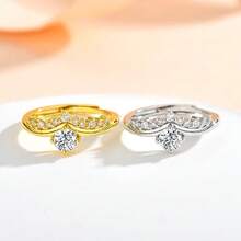 1 pieza Anillo versátil de diseño de nicho, anillo de trébol abierto hueco de alta gama - anillo de corona - Ver 3