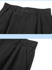 Mercer Haus Men's Solid Color Thin Breathable Linen Casual Long Pants, Straight Leg Beach Vacation Pants, Simple Versatile Comfortable - Black - View 7