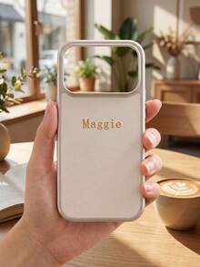 客製化手機殼，適用於 iPhone 17 16 15 14 13 12 11 Pro Max 17 Air 16 15 14 Plus，適用於 S25 S24 S23 S22 S21 Ultra Plus S23 S21 S20 FE A55 A54 A53 A52 A51 A35 A34 A33 A32 A23 A21S A15 A14 A13 A12 A03 5G 4G，INS 韓系奢華 PU 皮革保護殼，個性化首字母姓名 3D DIY 金色刻字手機殼，節日禮物送給愛人、朋友、家人或自己 - 白色 - 查看 5
