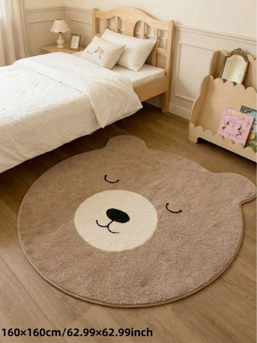 1pc Summer New Brown Bear Shaped Rug, Soft And Absorbent, Decorative Rug, Bedroom Decor, Small Rug, Carpet, Home Decor, Living Room Rug, Living Room Small Rug, Bedroom Rug, Living Room Home Decor, Outdoor Rug, Washable Rug - Multicolor - View 1