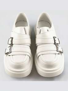 Mocassins à semelles épaisses écrues, Mocassins à boucle, , Semelle épaisse. - Crème - Voir 6