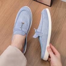 Men's Casual Shoes Suede Loafers Classic British Style Lightweight Soft Flat Shoes - Baby Blue - View 8