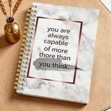 1本 A5 大理石紋勵志金句螺旋筆記本「You Are Always Capable Of More Than You Think」勵志日記本，玫瑰金邊框，正向肯定日記，適合女性與學生，學校用品 - 大理石風格 - 查看 4