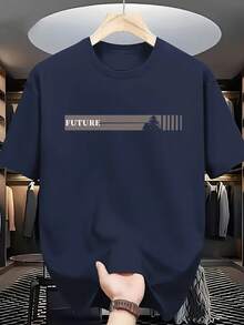 Men's Wrinkle-Resistant And Breathable T-Shirt With Simple Print | Crew Neck, Short Sleeves | Summer - Black - View 4