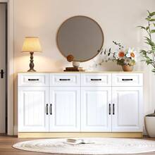 Sideboard 160 cm i MDF med forvaring - Naturlig och vit - Visa 9