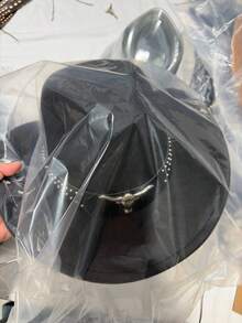 Men Women Western Cowboy Hat, Wide Brim Cowgirl Hat With Bull Head Buckle Leather Band, Ranch Style Hat For Rodeo, Country Concert, Party & Daily Wear - Black - View 4