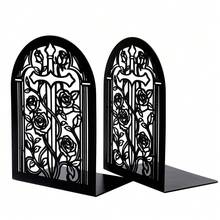 European Style Church Arch Rose Hollow Metal Book Stand Set, Retro Iron L-Shaped Book Blocking Board, Suitable For Literary Readers, Students, And Study Storage Enthusiasts. Desktop Books Are Fixed For Storage, Decorative Ornaments, And Gifts. - B355 - View 6