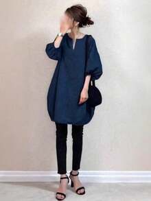 Women Midi Dresses - Navy Blue - View 6