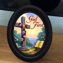 1pc Vintage Oval Photo Frame - Wooden Wall-Mounted Frame, Can Be Hand-Transferred Photos, Country Style Suitable For Living Room, Bedroom, Kitchen - Holiday Decor - 11 - View 2