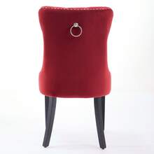 Set Of 2 Tufted Velvet Dining Chairs, Solid Wood Legs, Modern Style For Kitchen And Living Room - Burgundy - View 6