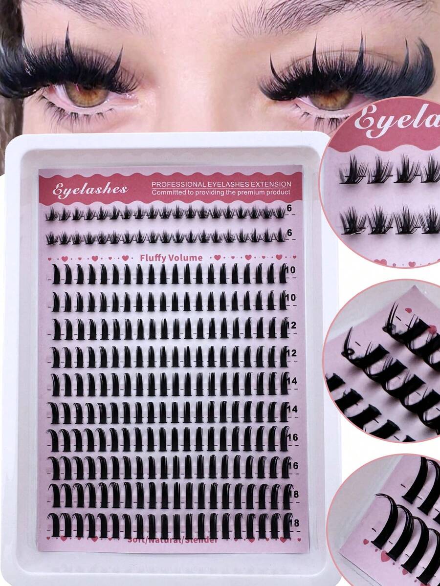 238 Stücke dicke Spitzen + untere Wimpern Cartoon-Stil künstliche Wimpern Cluster Anime-Stil spitze künstliche Wimpern Cluster 6-18mm lang Cluster künstliche Wimpern Verlängerung D-Curl Feeen Einzel Cluster künstliche Wimpern Set natürlicher Stil künstliche Wimpern