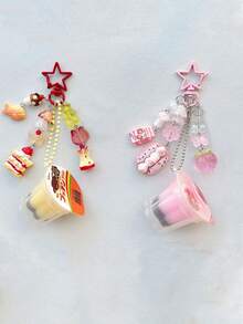 1pc Super Cute Pudding Jelly Keychain, Handmade Aesthetic Design, Y2K - Bags - View 1