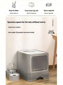 Fully Enclosed Top-Entry Cat Litter Box | Anti-Splash Drawer-Style Cat Toilet With Deodorizing Function - Upgraded Version - View 4