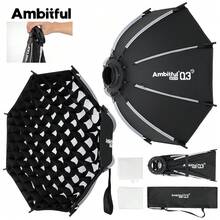 Ambitful Q3 40/60cm 快拆八角形柔光箱附蜂巢格柵,Godox 便攜式可折疊攝影棚燈光擴散罩,適用人像與戶外攝影 - 查看 3